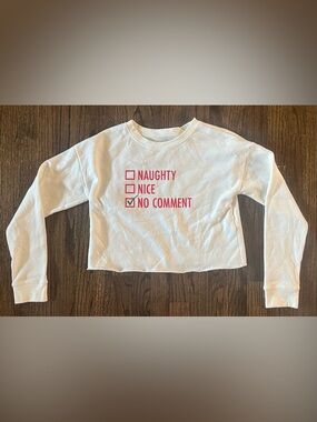 Kids White Long-Sleeve Tee with Pink 'No Comment' Graphic